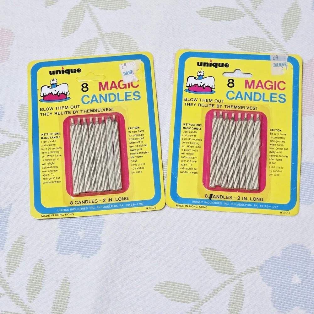 Birthday Trick Candles, Re-lighting Trick Wicks 2-pack NOS Vintage READ